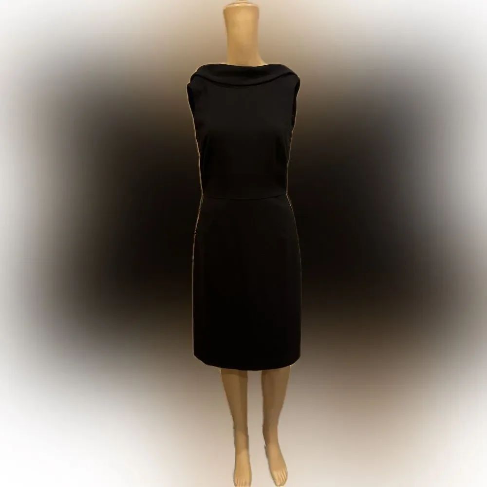 White House Black Market cowl neck V back mini dress SZ 2